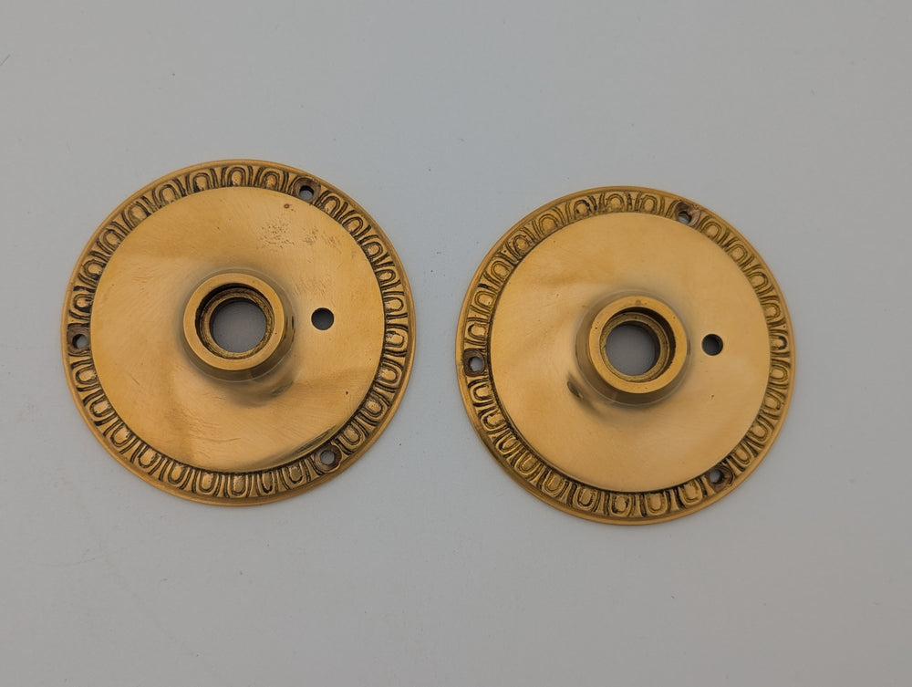 ##Antique Hardware## Open Box Sale Item Egg & Dart Solid Brass Rosette (Polished Brass) - Set of 2