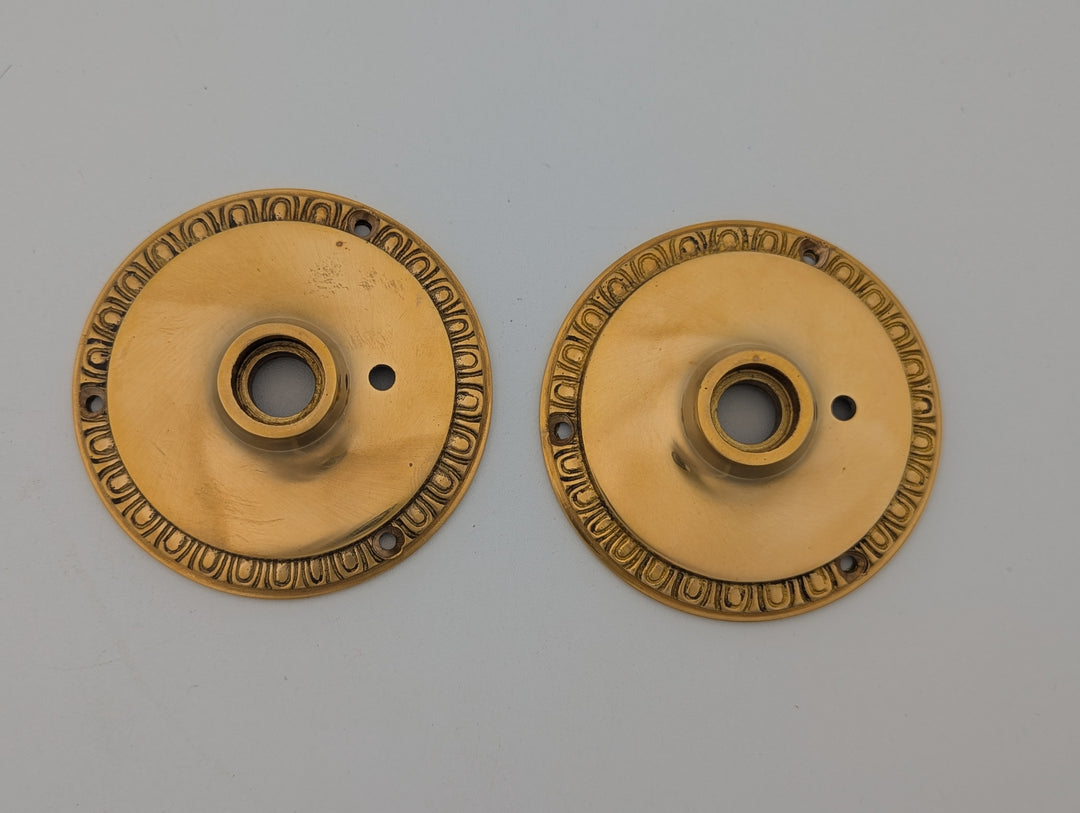 ##Antique Hardware## Open Box Sale Item Egg & Dart Solid Brass Rosette (Polished Brass) - Set of 2