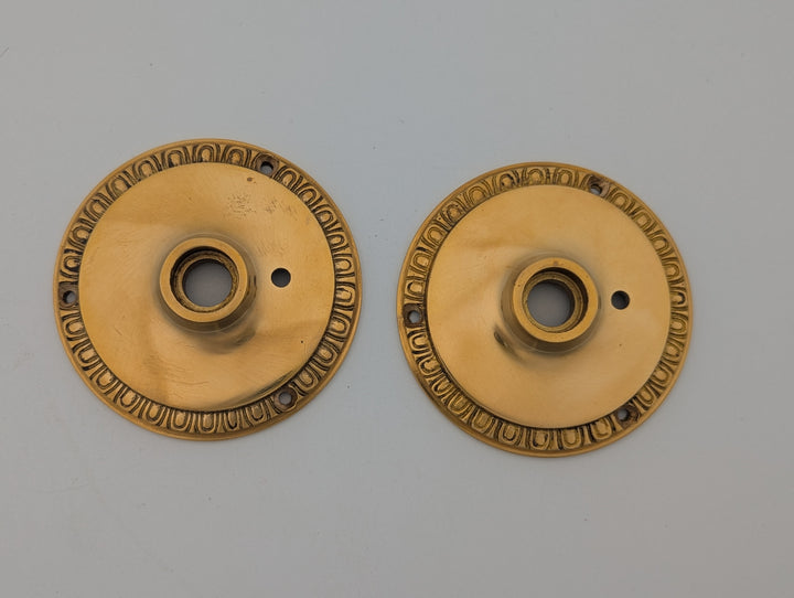 ##Antique Hardware## Open Box Sale Item Egg & Dart Solid Brass Rosette (Polished Brass) - Set of 2