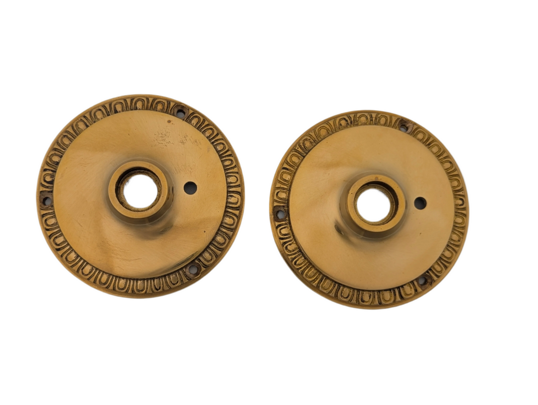 ##Antique Hardware## Open Box Sale Item Egg & Dart Solid Brass Rosette (Polished Brass) - Set of 2