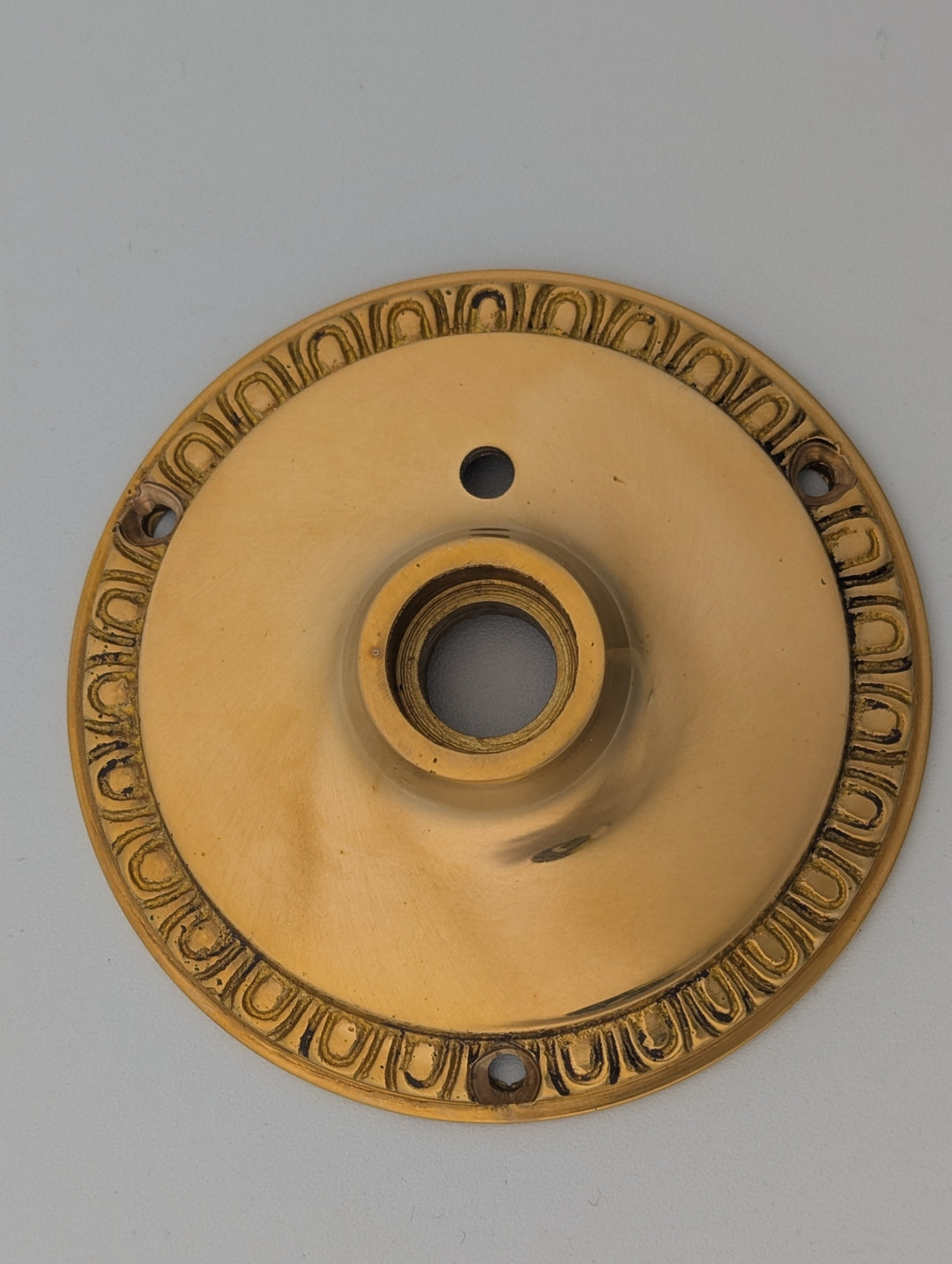 ##Antique Hardware## Open Box Sale Item Egg & Dart Solid Brass Rosette (Polished Brass) - Set of 2