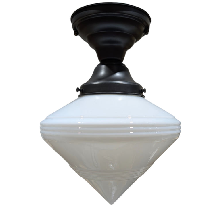 ##Antique Hardware## Small Art Deco Glass Semi-Flush Fancy Light (Several Finishes Available)