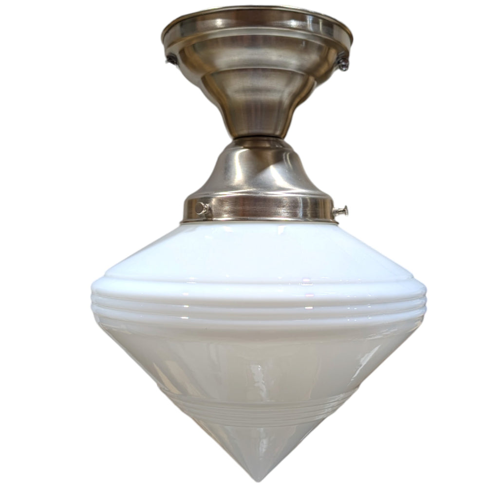 ##Antique Hardware## Small Art Deco Glass Semi-Flush Fancy Light (Several Finishes Available)