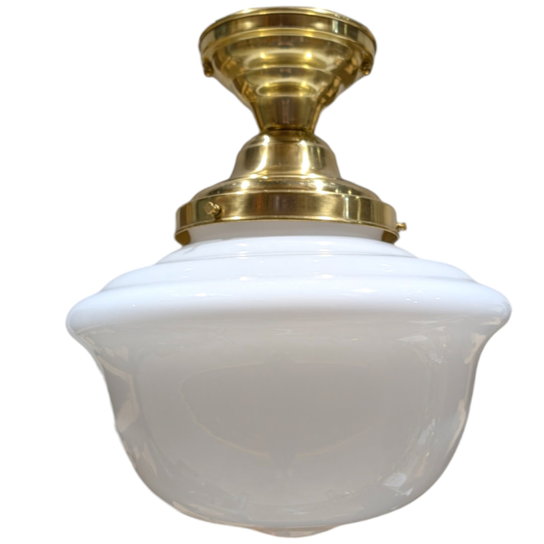 ##Antique Hardware## Classic Schoolhouse Glass Semi-Flush Fancy Light (Several Finishes Available)