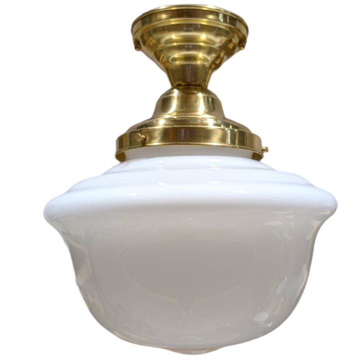 ##Antique Hardware## Classic Schoolhouse Glass Semi-Flush Fancy Light (Several Finishes Available)