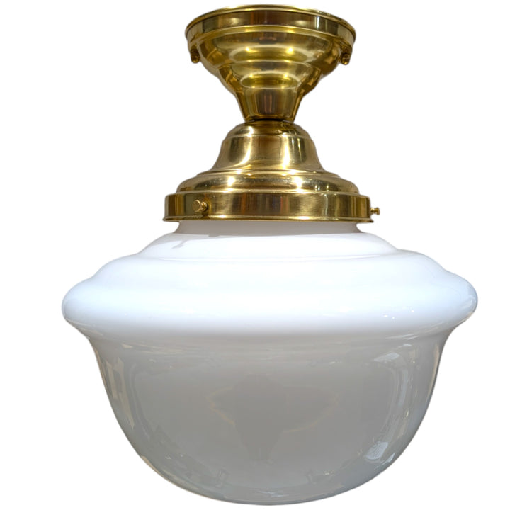 ##Antique Hardware## Classic Schoolhouse Glass Semi-Flush Fancy Light (Several Finishes Available)