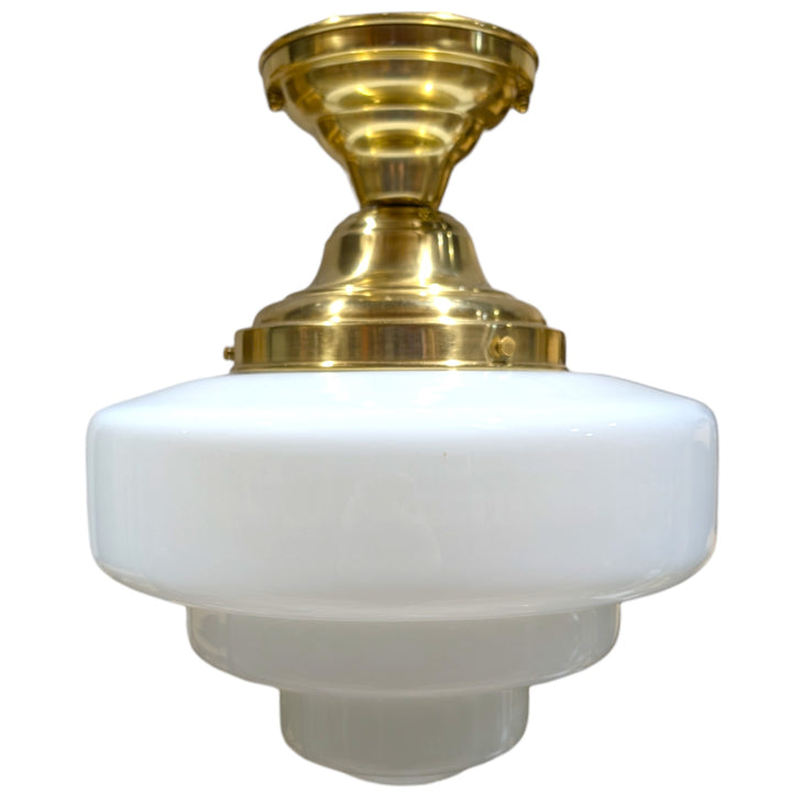 ##Antique Hardware## Tiered Schoolhouse Glass Semi-Flush Fancy Light (Several Finishes Available)