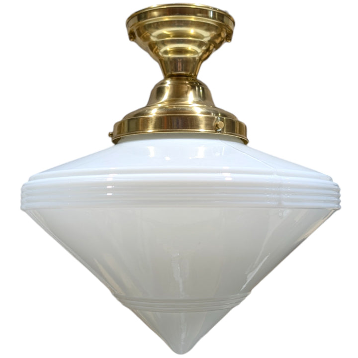 Large Art Deco Glass Semi-Flush Fancy Light (Several Finishes Available)