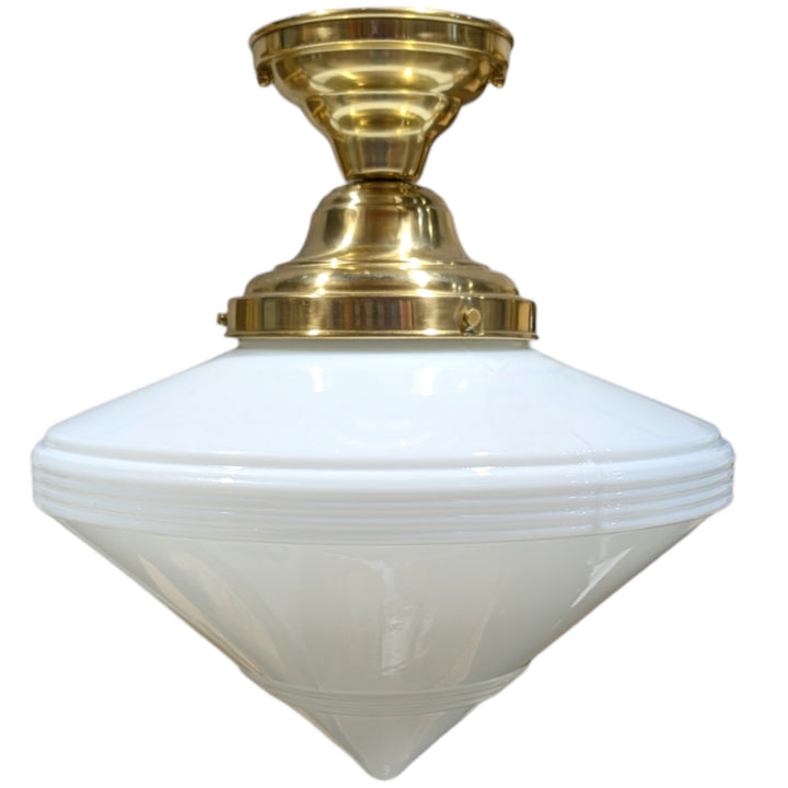 Large Art Deco Glass Semi-Flush Fancy Light (Several Finishes Available)