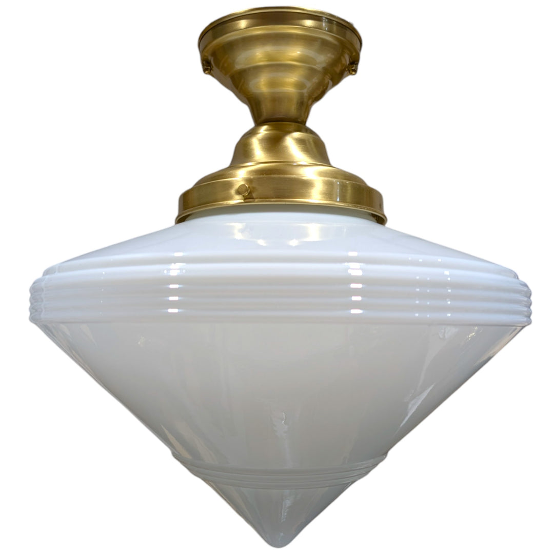 Large Art Deco Glass Semi-Flush Fancy Light (Several Finishes Available)