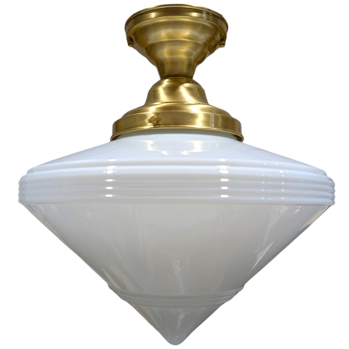 Large Art Deco Glass Semi-Flush Fancy Light (Several Finishes Available)