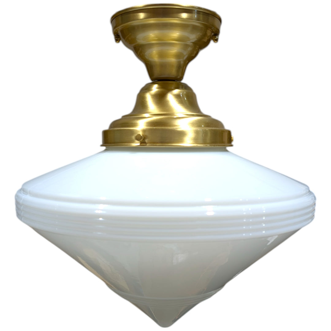 Large Art Deco Glass Semi-Flush Fancy Light (Several Finishes Available)