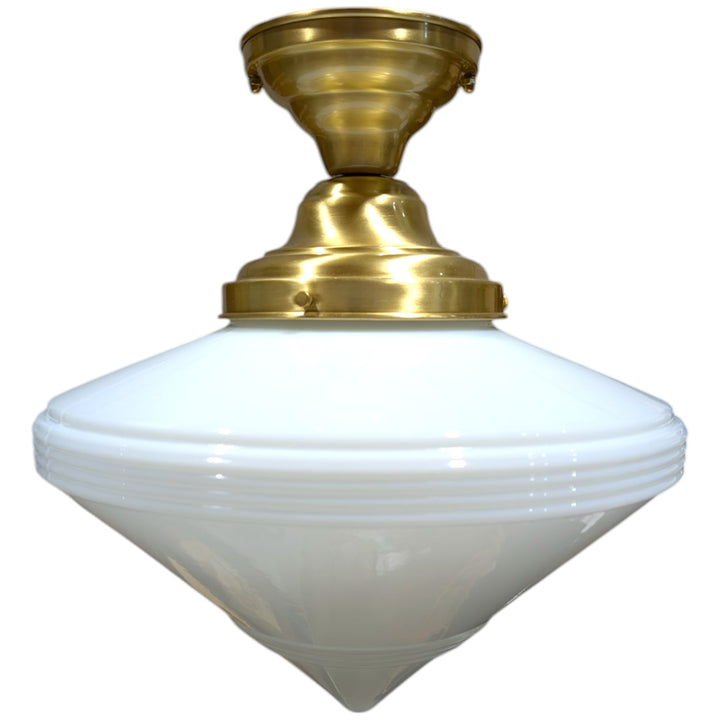 Large Art Deco Glass Semi-Flush Fancy Light (Several Finishes Available)