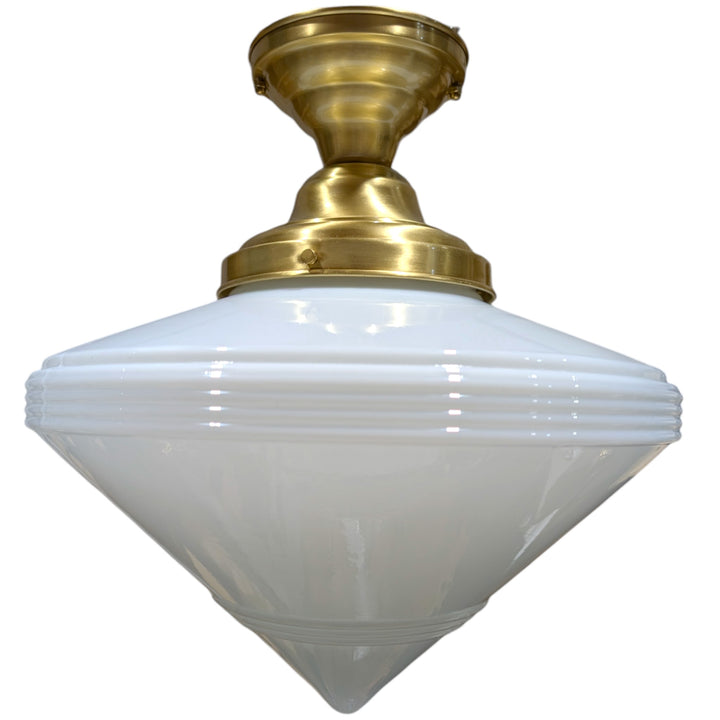 Large Art Deco Glass Semi-Flush Fancy Light (Several Finishes Available)