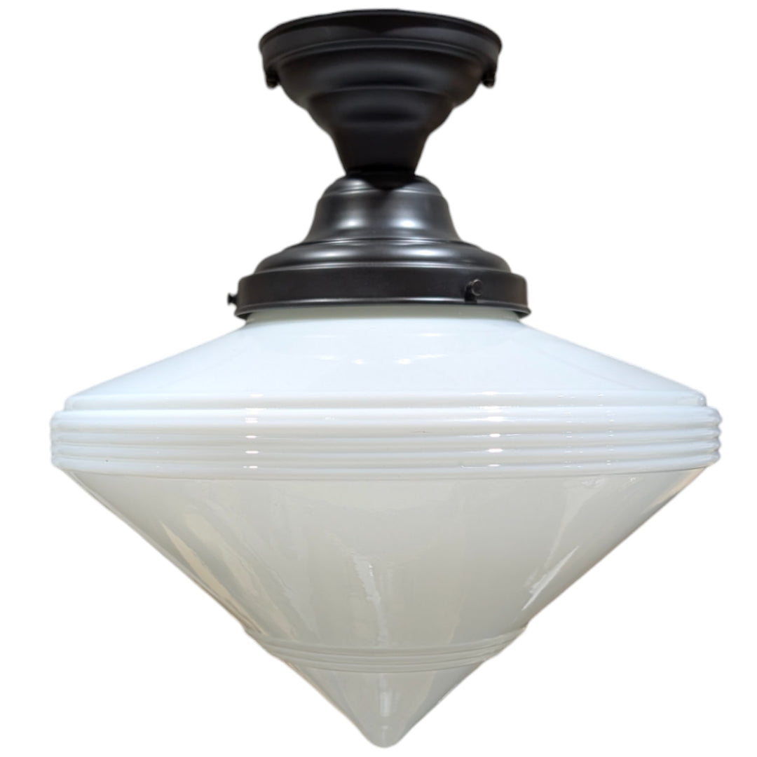 Large Art Deco Glass Semi-Flush Fancy Light (Several Finishes Available)