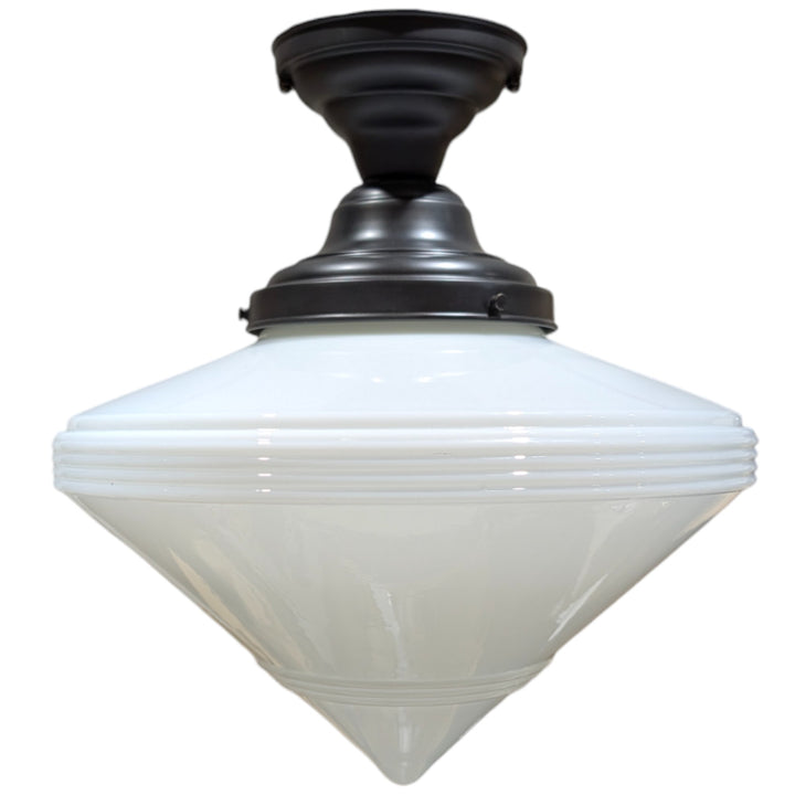 Large Art Deco Glass Semi-Flush Fancy Light (Several Finishes Available)