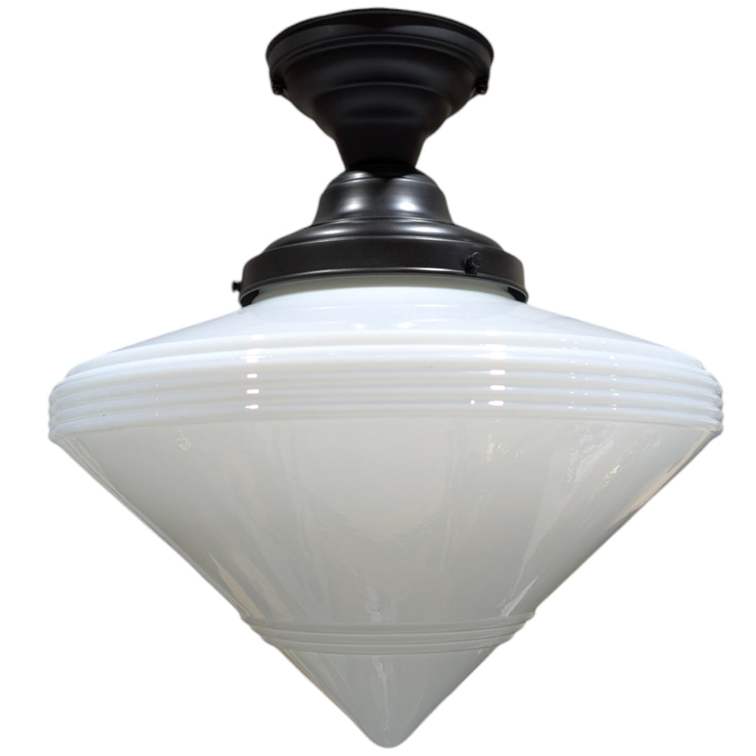 Large Art Deco Glass Semi-Flush Fancy Light (Several Finishes Available)