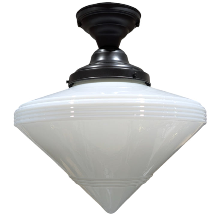 Large Art Deco Glass Semi-Flush Fancy Light (Several Finishes Available)