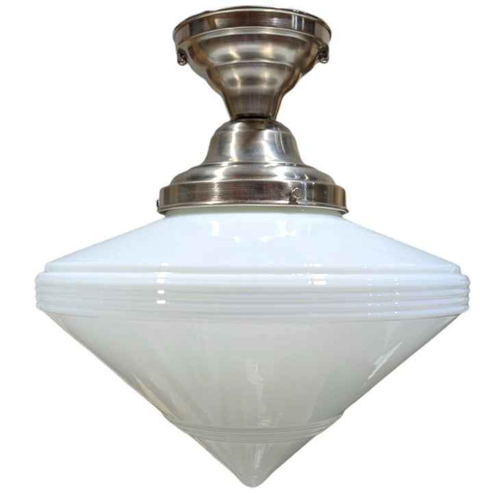 Large Art Deco Glass Semi-Flush Fancy Light (Several Finishes Available)