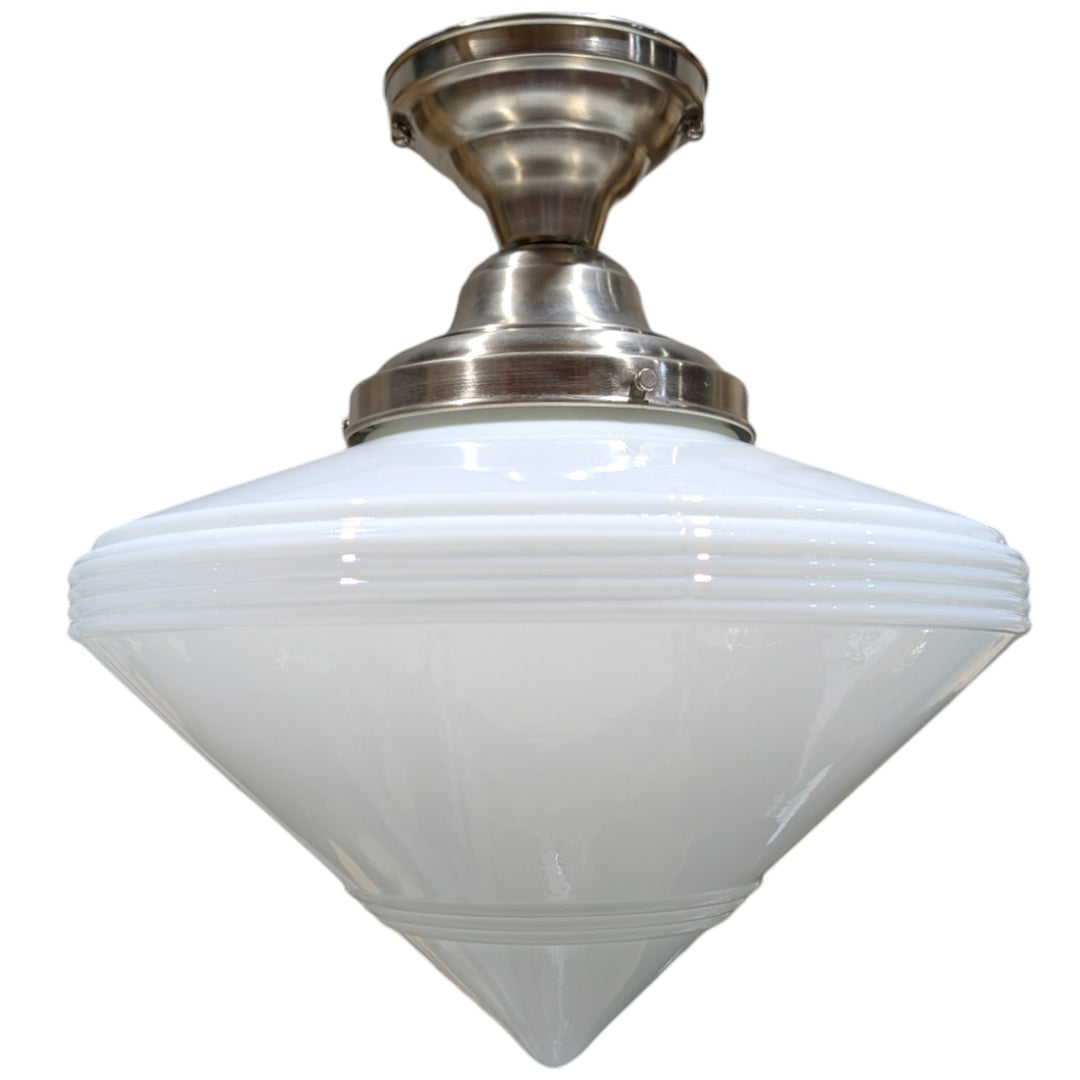 Large Art Deco Glass Semi-Flush Fancy Light (Several Finishes Available)