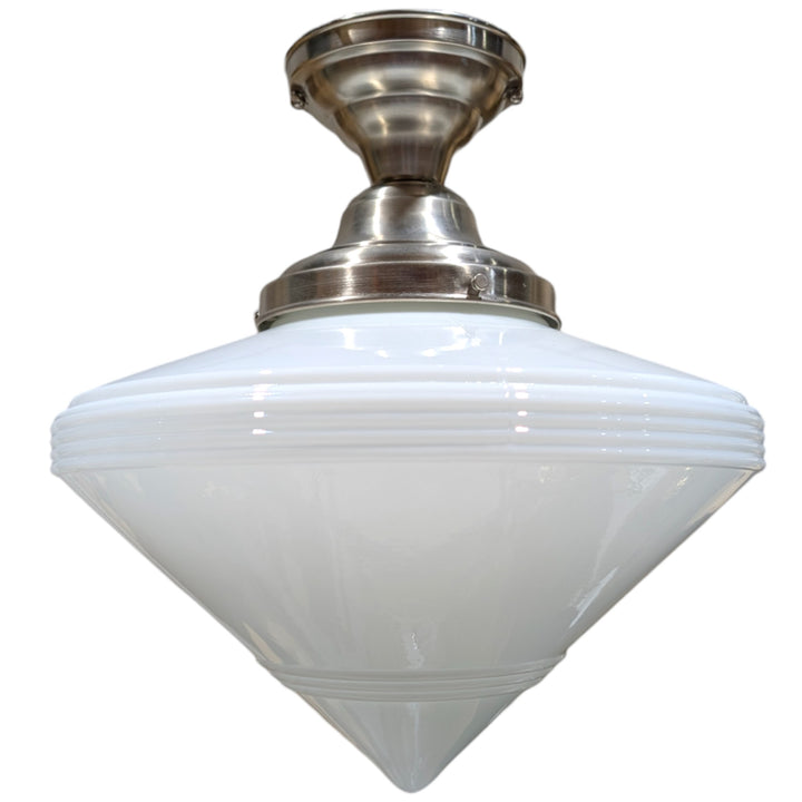 Large Art Deco Glass Semi-Flush Fancy Light (Several Finishes Available)