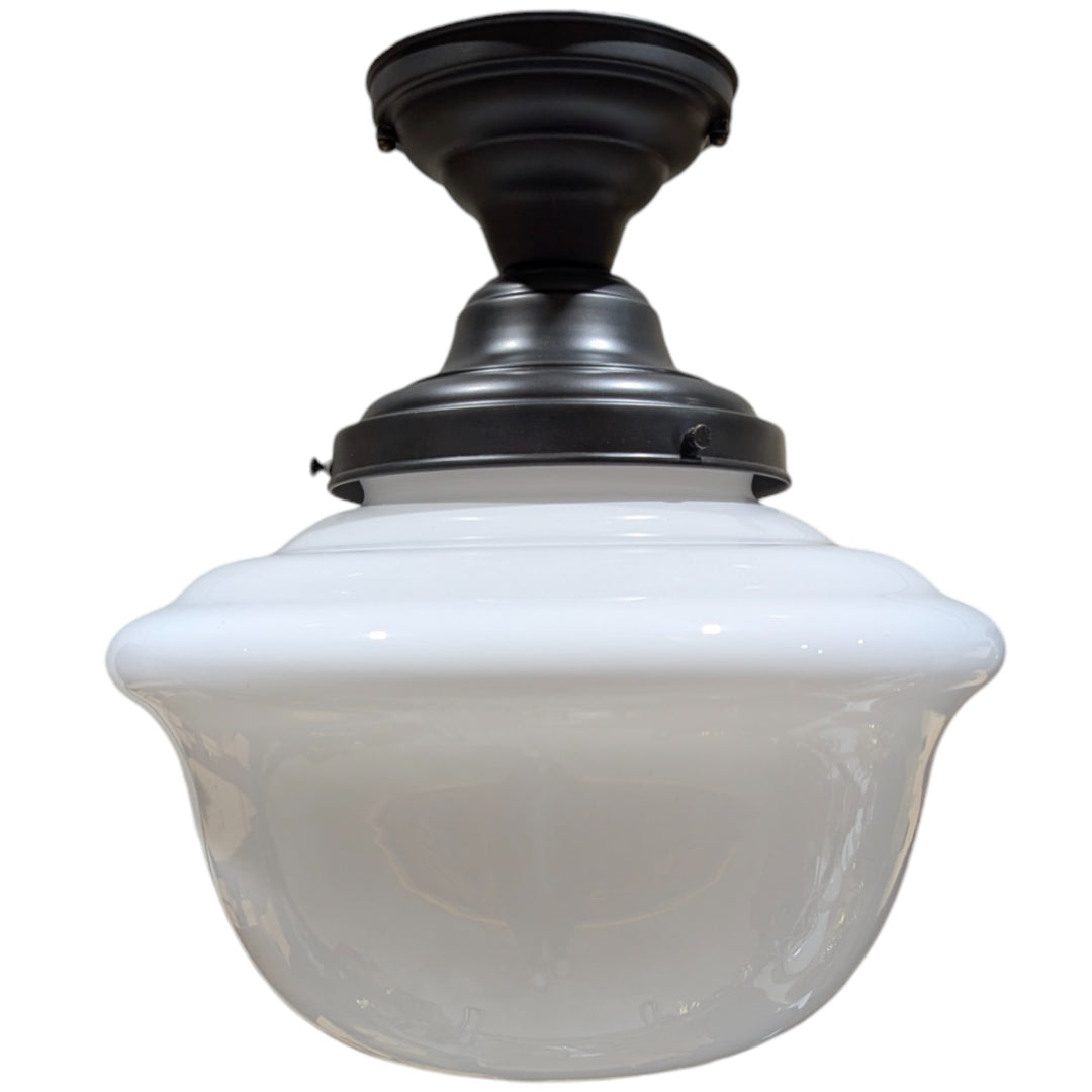 ##Antique Hardware## Classic Schoolhouse Glass Semi-Flush Fancy Light (Several Finishes Available)