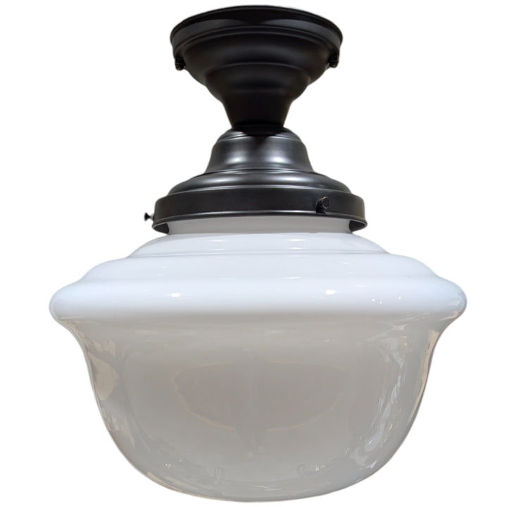 ##Antique Hardware## Classic Schoolhouse Glass Semi-Flush Fancy Light (Several Finishes Available)