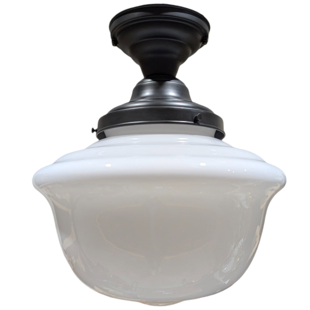 ##Antique Hardware## Classic Schoolhouse Glass Semi-Flush Fancy Light (Several Finishes Available)