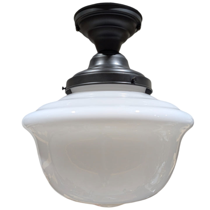 ##Antique Hardware## Classic Schoolhouse Glass Semi-Flush Fancy Light (Several Finishes Available)