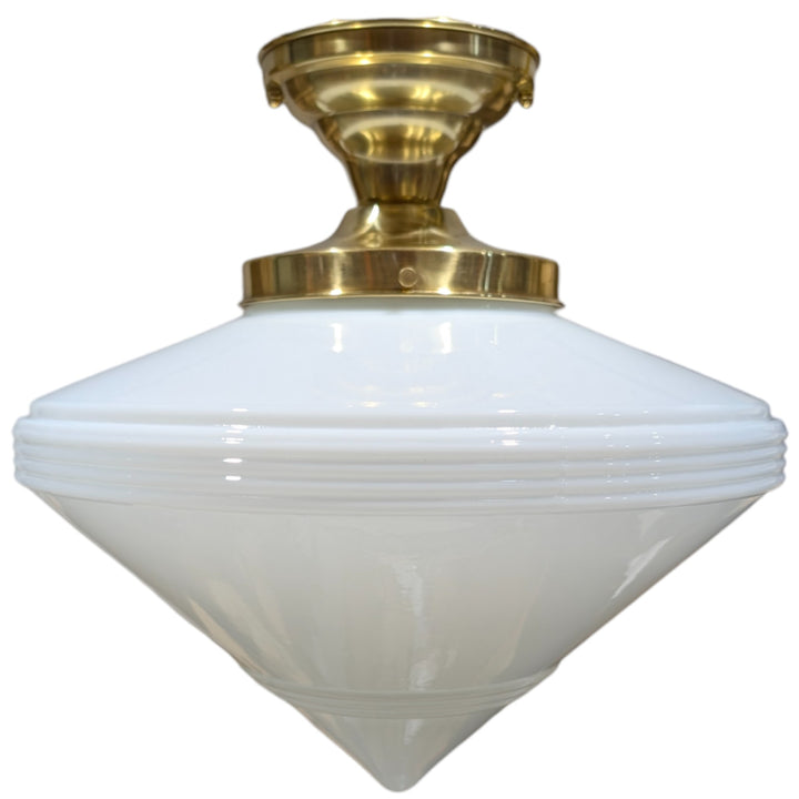 ##Antique Hardware## Large Art Deco Glass Semi-Flush Standard Light (Several Finishes Available)