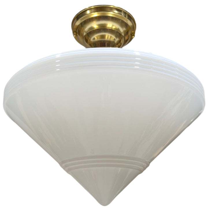 ##Antique Hardware## Large Art Deco Glass Semi-Flush Standard Light (Several Finishes Available)