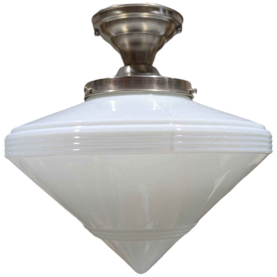 ##Antique Hardware## Large Art Deco Glass Semi-Flush Standard Light (Several Finishes Available)