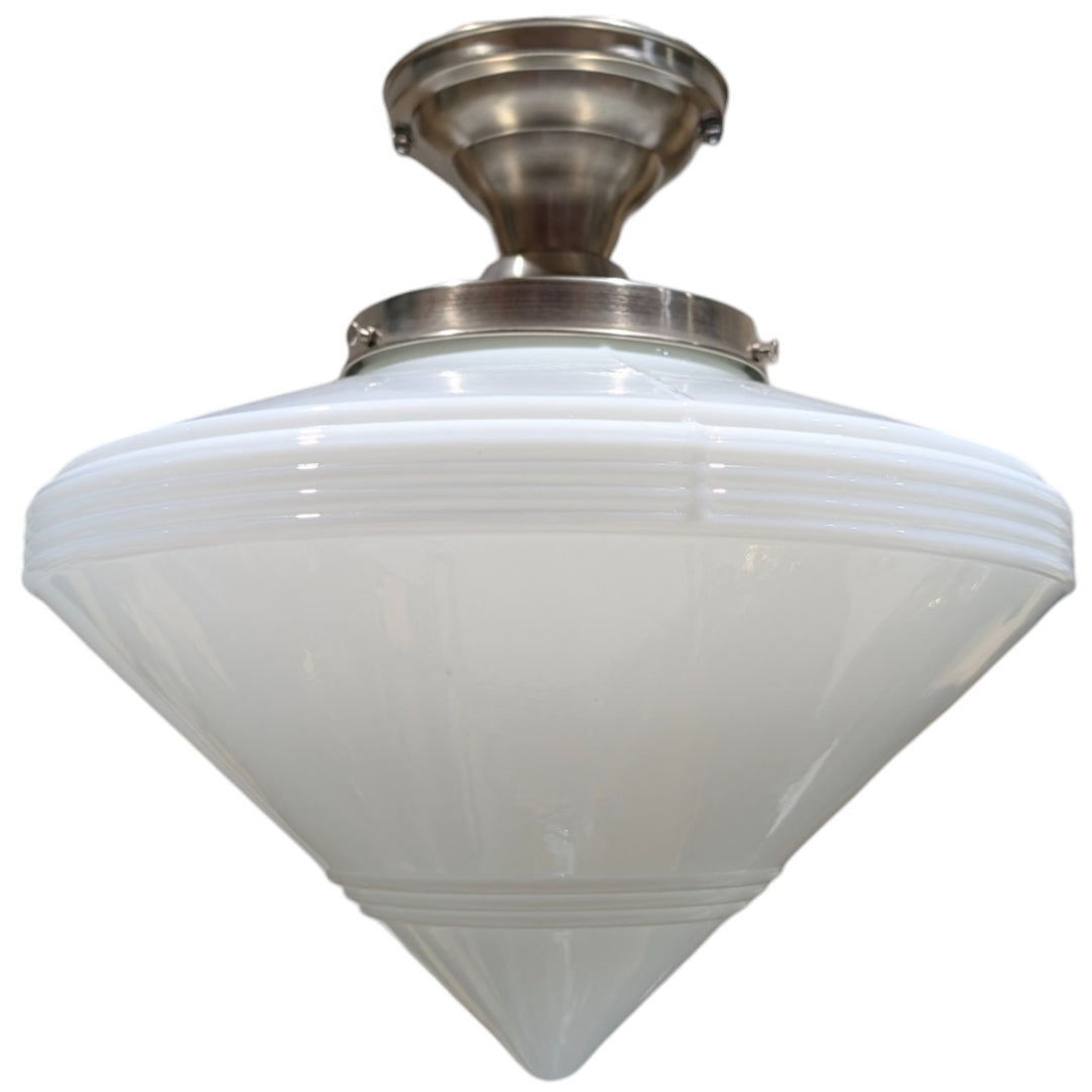 ##Antique Hardware## Large Art Deco Glass Semi-Flush Standard Light (Several Finishes Available)