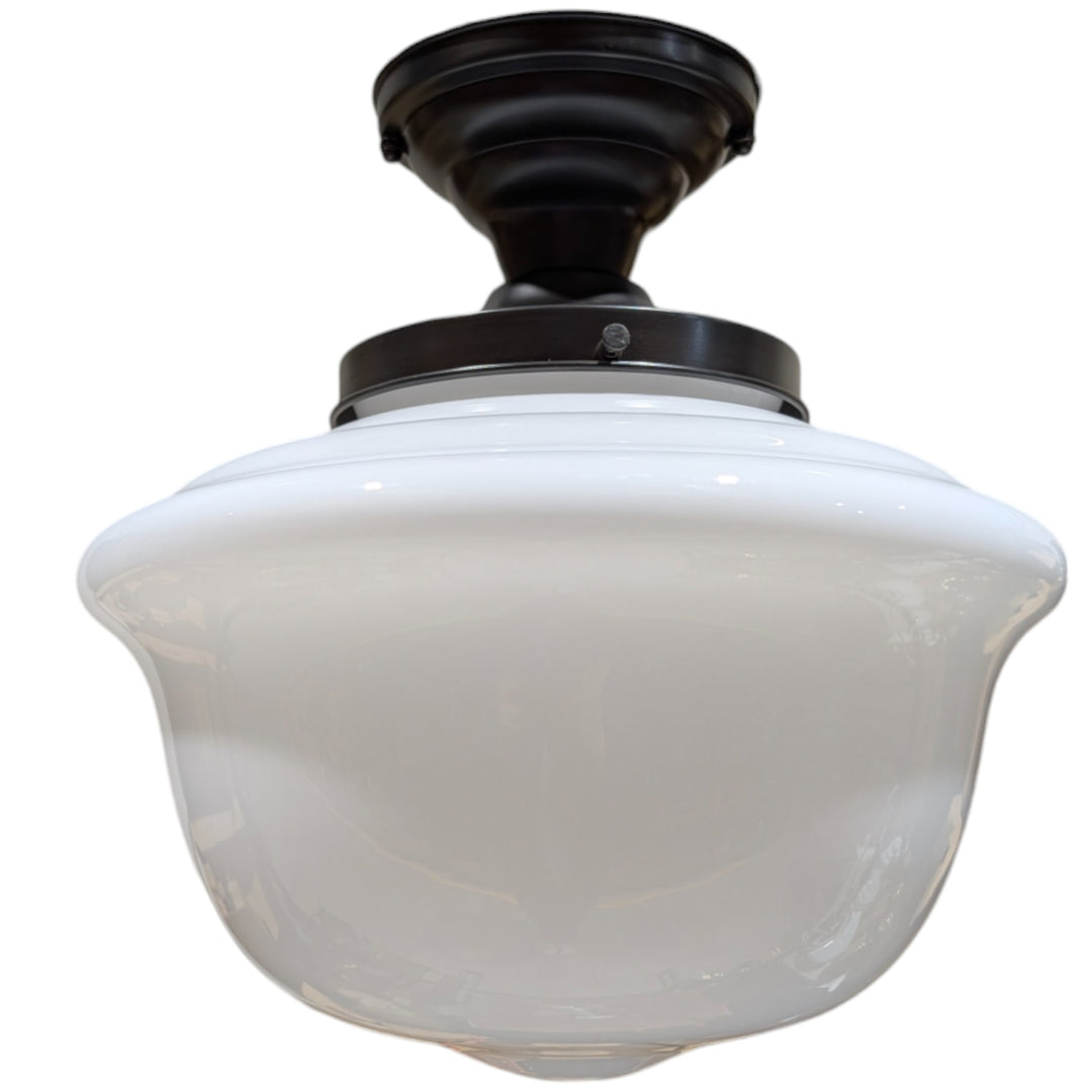 ##Antique Hardware## Classic Schoolhouse Glass Semi-Flush Standard Light (Several Finishes Available)