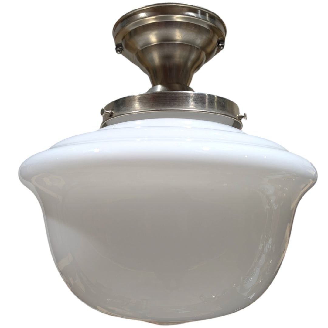 ##Antique Hardware## Classic Schoolhouse Glass Semi-Flush Standard Light (Several Finishes Available)