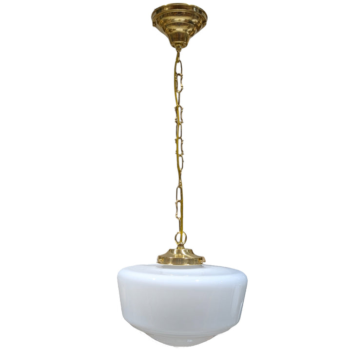 ##Antique Hardware## Traditional Schoolhouse Milk Glass Standard Chain Light (Several Finishes Available)