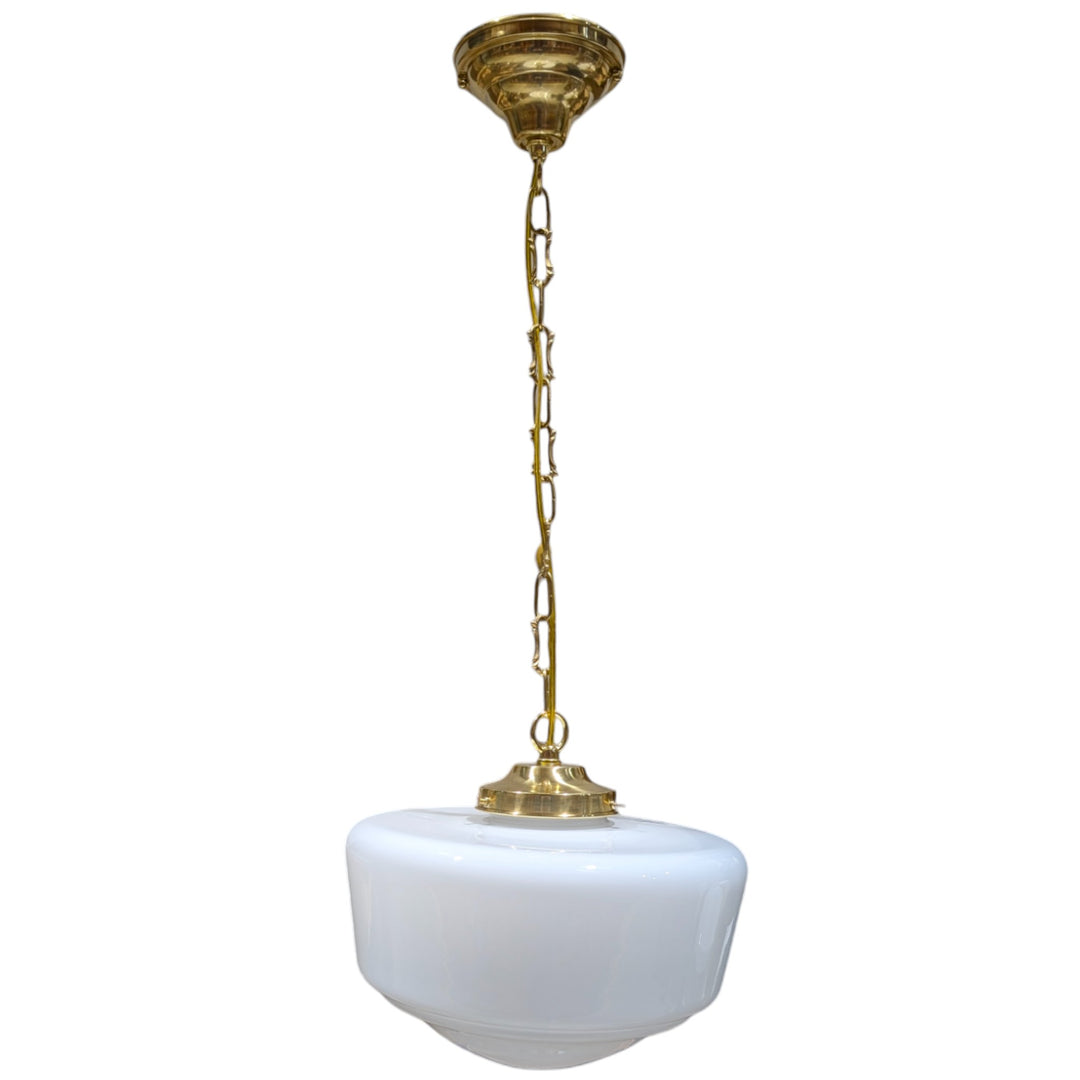 ##Antique Hardware## Traditional Schoolhouse Milk Glass Standard Chain Light (Several Finishes Available)