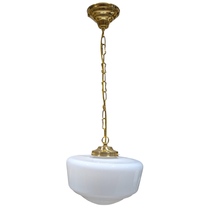 ##Antique Hardware## Traditional Schoolhouse Milk Glass Standard Chain Light (Several Finishes Available)