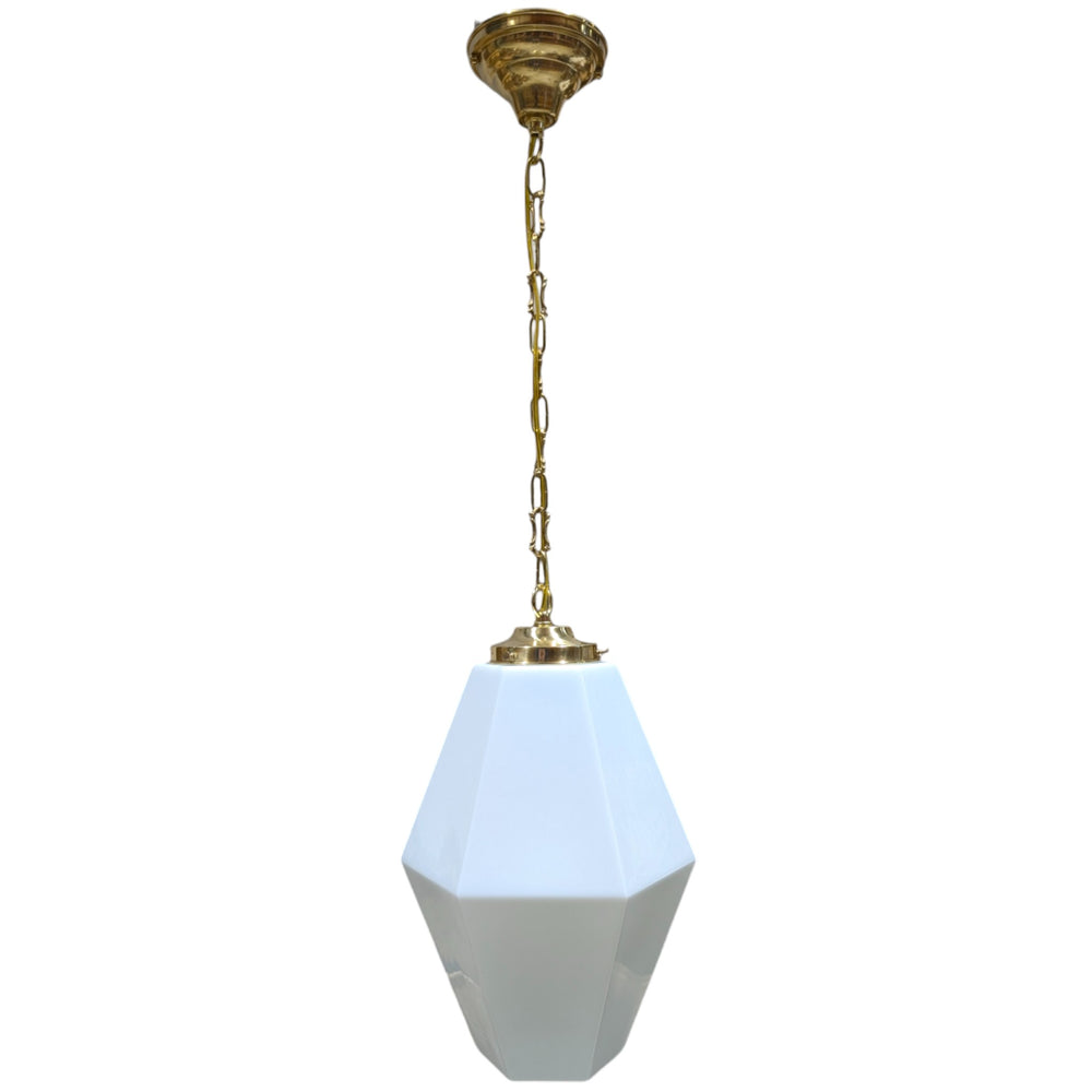 ##Antique Hardware## Geometric Faceted Glass Standard Chain Light (Several Finishes Available)