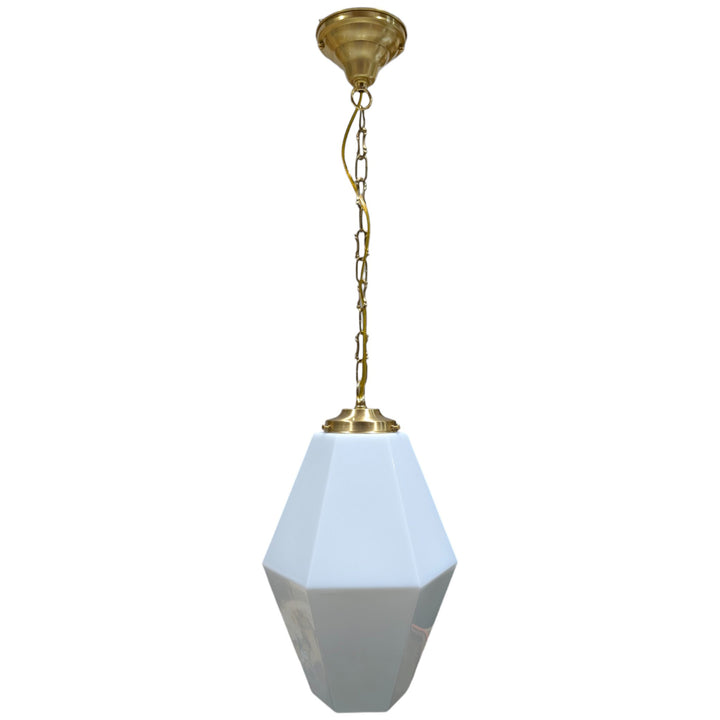 ##Antique Hardware## Geometric Faceted Glass Standard Chain Light (Several Finishes Available)