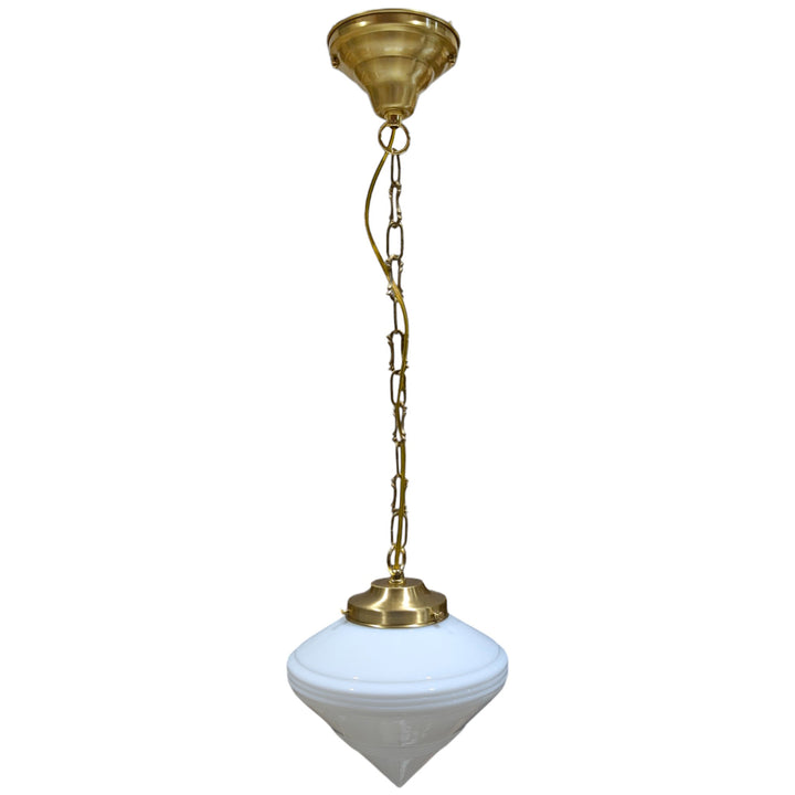 ##Antique Hardware## Small Art Deco Glass Standard Chain Light (Several Finishes Available)