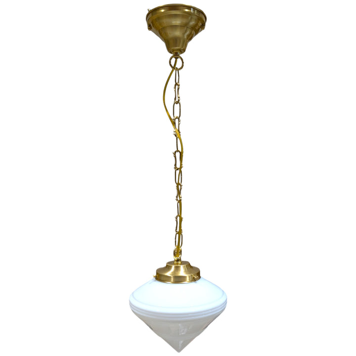 ##Antique Hardware## Small Art Deco Glass Standard Chain Light (Several Finishes Available)