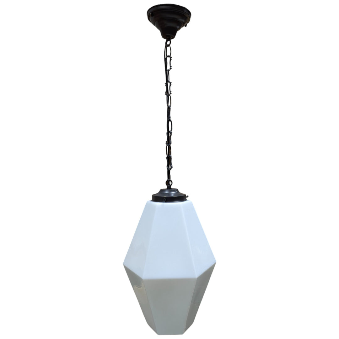 ##Antique Hardware## Geometric Faceted Glass Standard Chain Light (Several Finishes Available)