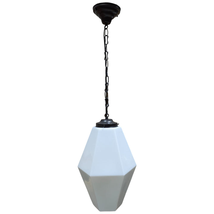 ##Antique Hardware## Geometric Faceted Glass Standard Chain Light (Several Finishes Available)
