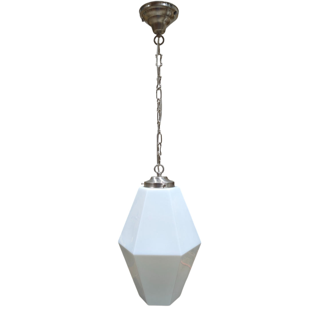 ##Antique Hardware## Geometric Faceted Glass Standard Chain Light (Several Finishes Available)