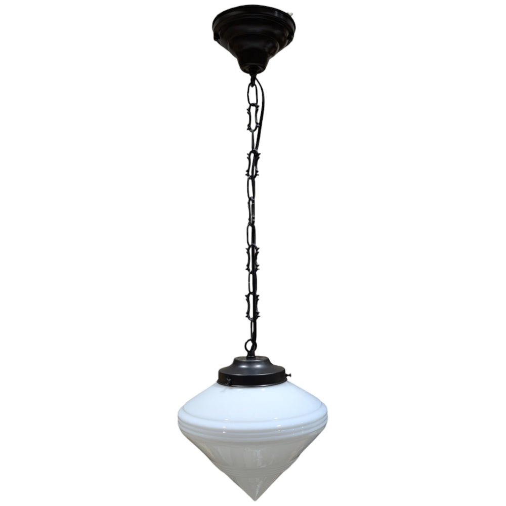 ##Antique Hardware## Small Art Deco Glass Standard Chain Light (Several Finishes Available)