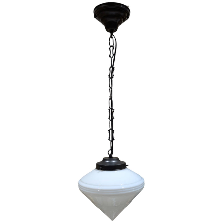 ##Antique Hardware## Small Art Deco Glass Standard Chain Light (Several Finishes Available)