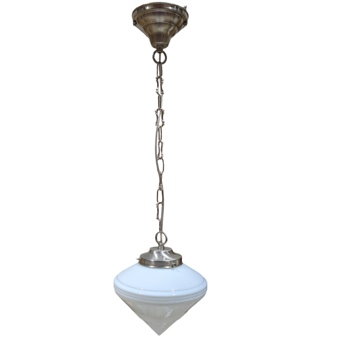 ##Antique Hardware## Small Art Deco Glass Standard Chain Light (Several Finishes Available)