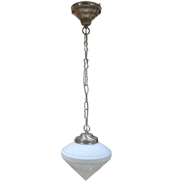 ##Antique Hardware## Small Art Deco Glass Standard Chain Light (Several Finishes Available)