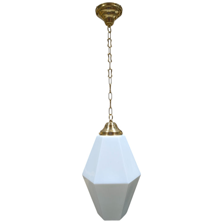 ##Antique Hardware## Geometric Faceted Glass Fancy Chain Light (Several Finishes Available)